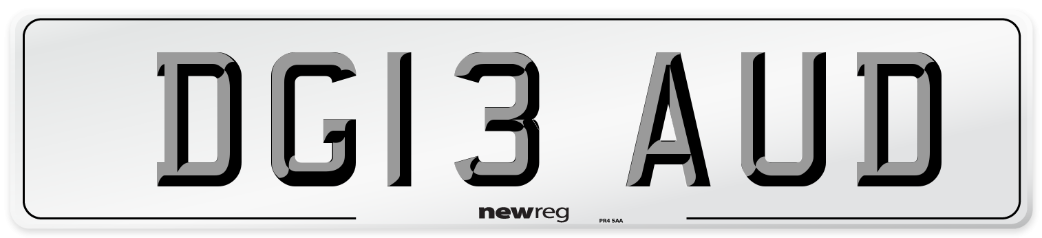 DG13 AUD Number Plate from New Reg